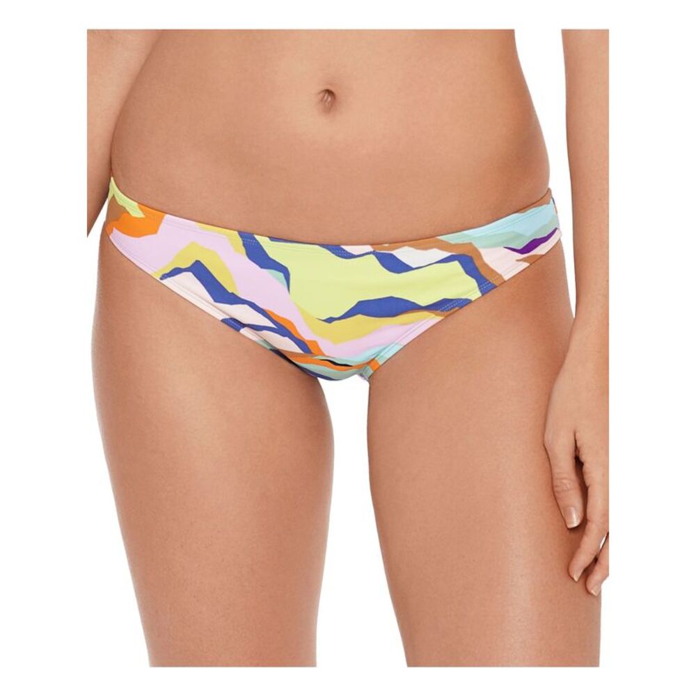 SALT + COVE Women's Yellow Zebra Print Stretch Hipster Swimsuit Bottom L